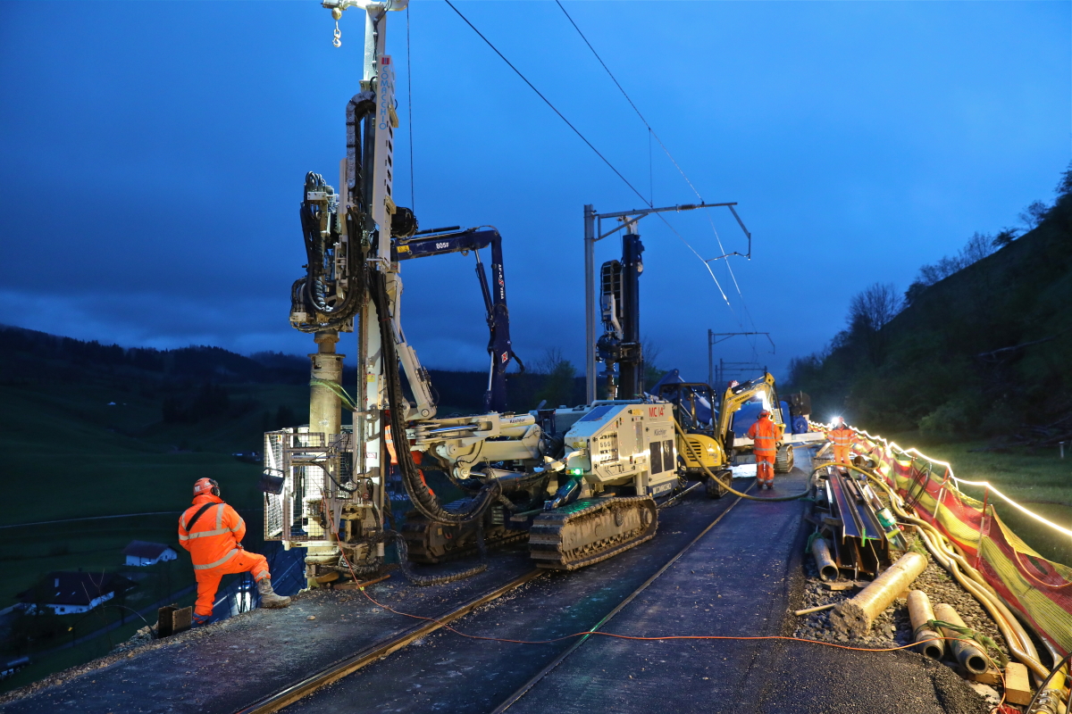 Travaux de nuit au Crêt-du-Locle